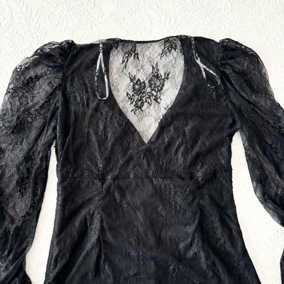 NWOT Lulus Black Long Sleeve Lace Button-Front Midi Dress XLarge - Picture 6 of 9